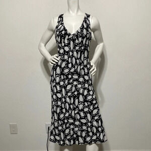 Hobbs WHite Black Fit & Flare Circle Print Dress Size 12